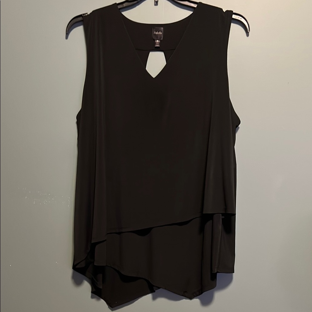 Rafaella Black Asymmetrical Cut Out Blouse